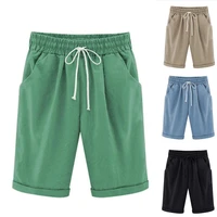 dropshippingnew women shorts drawstring pockets solid color simple shorts casual pants