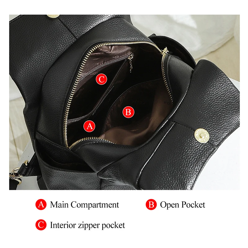 FOXER Brand Ladies Preppy Style Backpacks Female Genuine Cow Leather Backpack Girl's School Bags Women Fashion Travel Bag images - 6