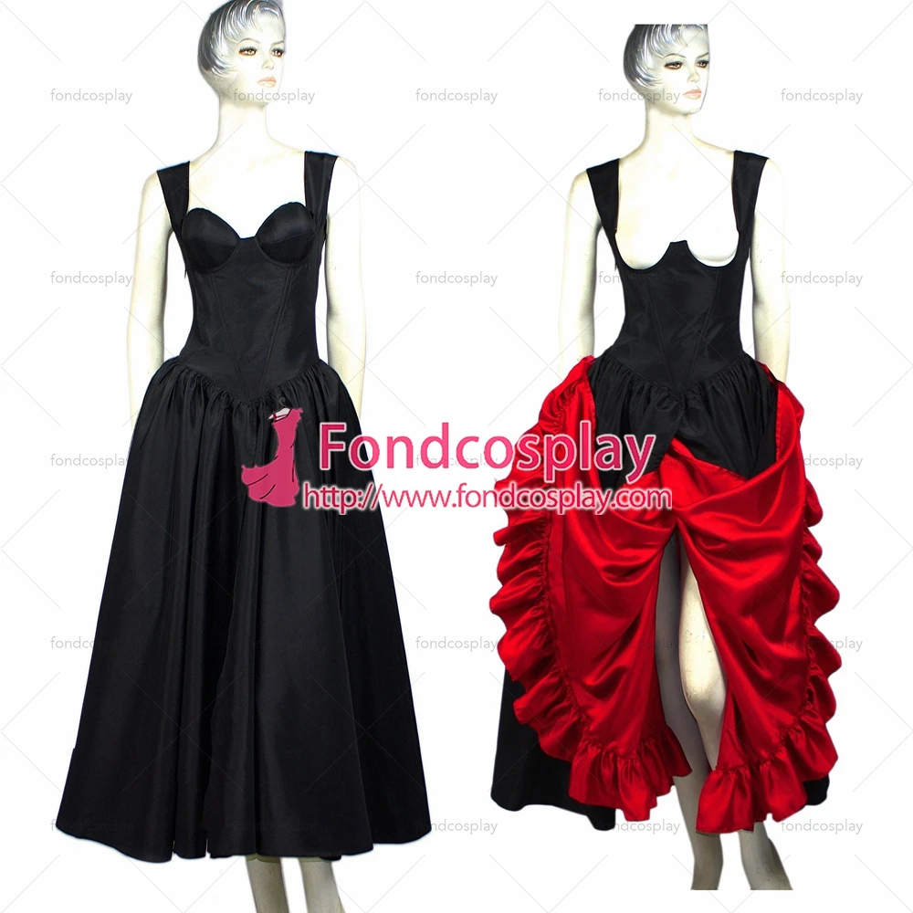 

fondcosplay O Dress The Story Of O With Bra nude breasted black red Taffeta Cosplay Costume Tailor-made[G1333]