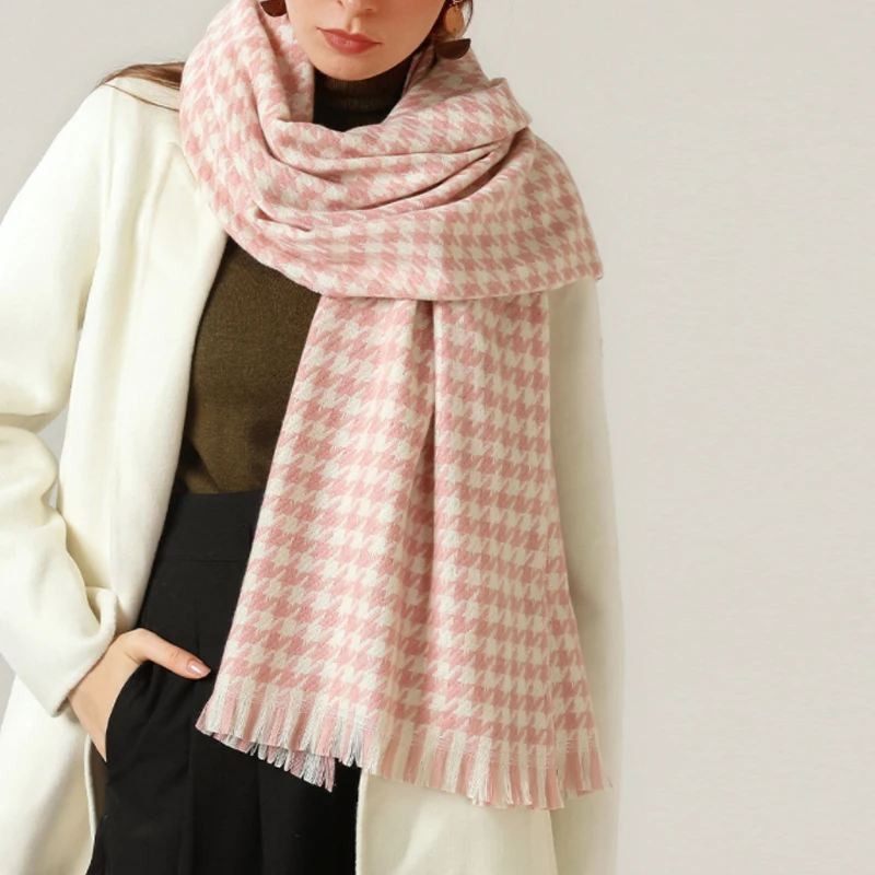 

Модный кашемировый женский клетчатый шарф, зимняя теплая шаль и накидка, бандана из пашмины, женский длинный платок, толстые шарфы