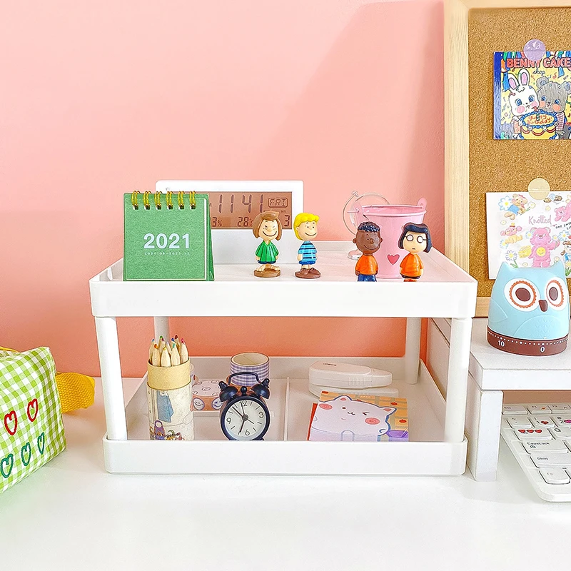 

Simple Desktop Multifunctional Shelves Double-layer Storage Shelf Student Bedroom Storage Rack Cosmetics Storage Finishing Shelf