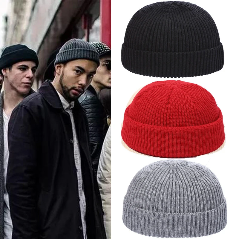 

Hip Hop Fashion Beanie Knitted Hat Men Skullcap Women Winter Warm Brimless Baggy Melon Cap Cuff Docker Fisherman Beanies Hats