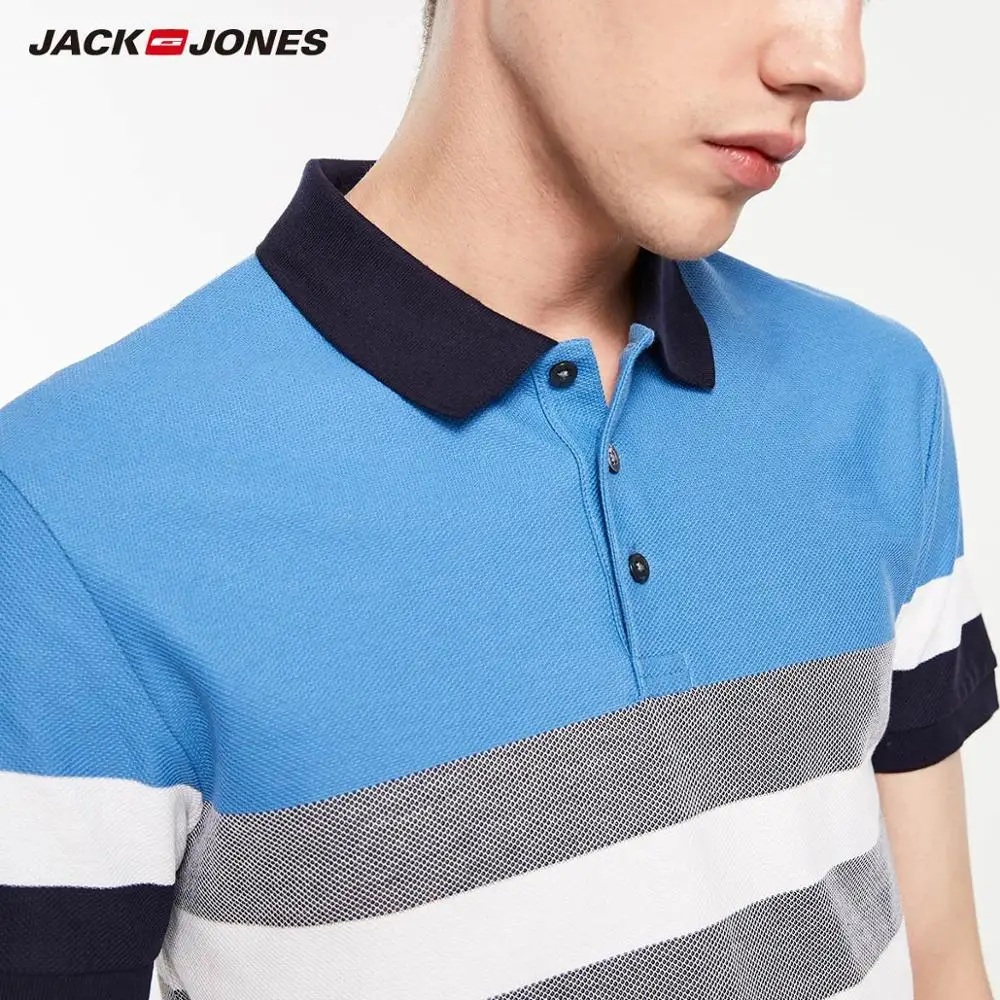 JackJones Мужская футболка из 100% хлопка в полоску с воротником коротким рукавом стиль