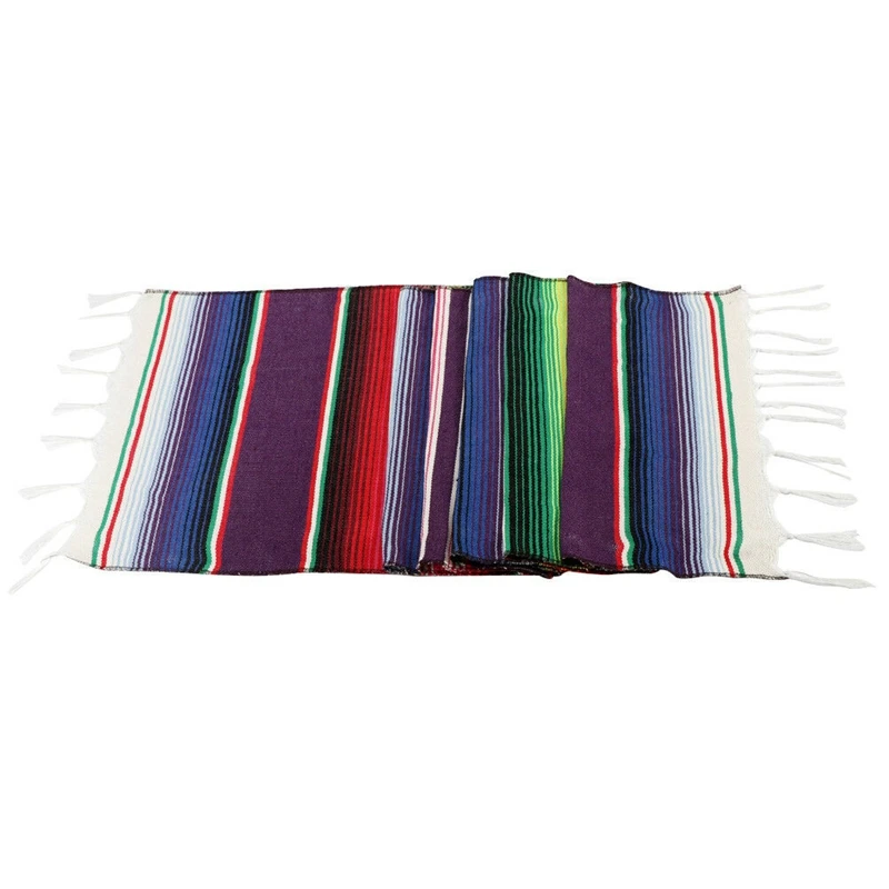 Мексиканский Serape Настольная дорожка бахрома хлопок скатерть Fiesta вечерние