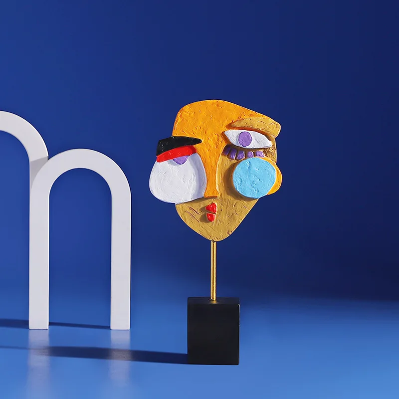 

Creative Abstract Human Face Figurines Statue Art Resin Decorative Ornaments Office Home Decoration Desktop Furnishings