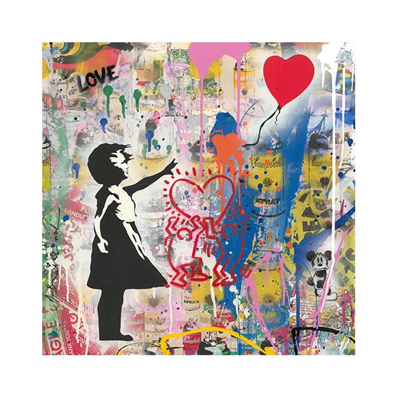 

Banksy Graffiti Art Canvas Painting Girl With Red Balloon Painting Black and White Wall Art Poster Nordic Living Room Home Decor
