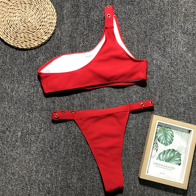 

Thong One Shoulder Bikini Push Up Swimwear Women Swimsuit Sexy Bathing Suit Swimming Suit Women Biquini Bikinis 2020 Mujer