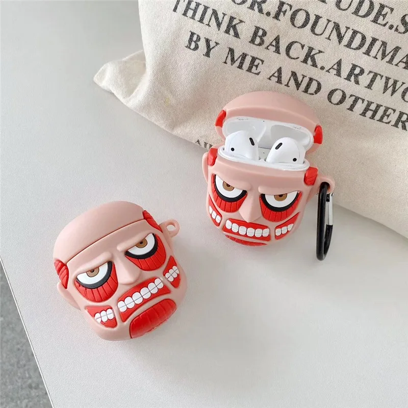 

3D Cartoon Case for AirPods Pro Cute Earphone Cases for Airpods 1 2 Accessories Protect Cover with Keychain Attack on Titan