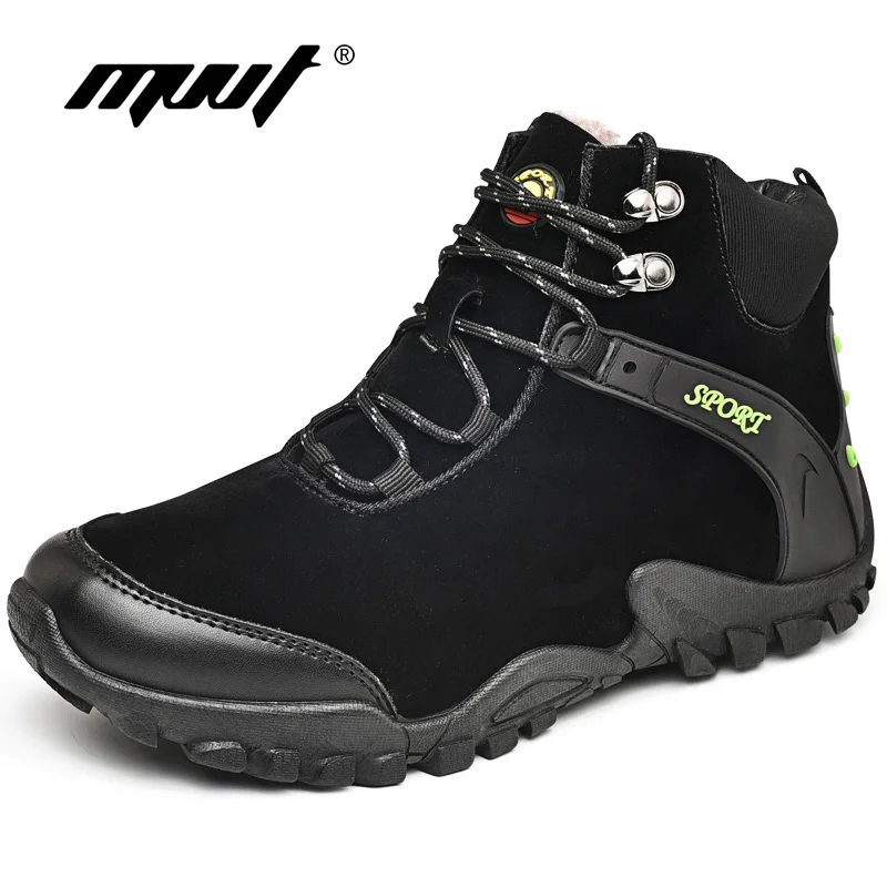 

Winter Men Boots Outdoor Warm Waterproof Non-slip Ankle Snow Boots soft Thick Plush Rubber Winter Work Safety Male Shoes