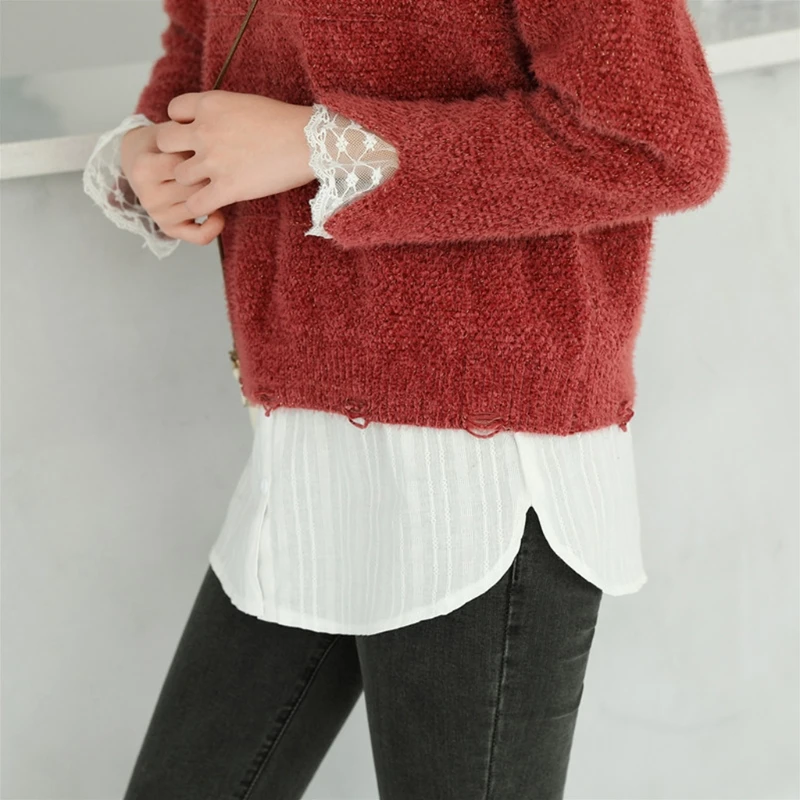 2021 Для женщин наслоения поддельные Топ Нижняя юбка с запахом удлинитель для