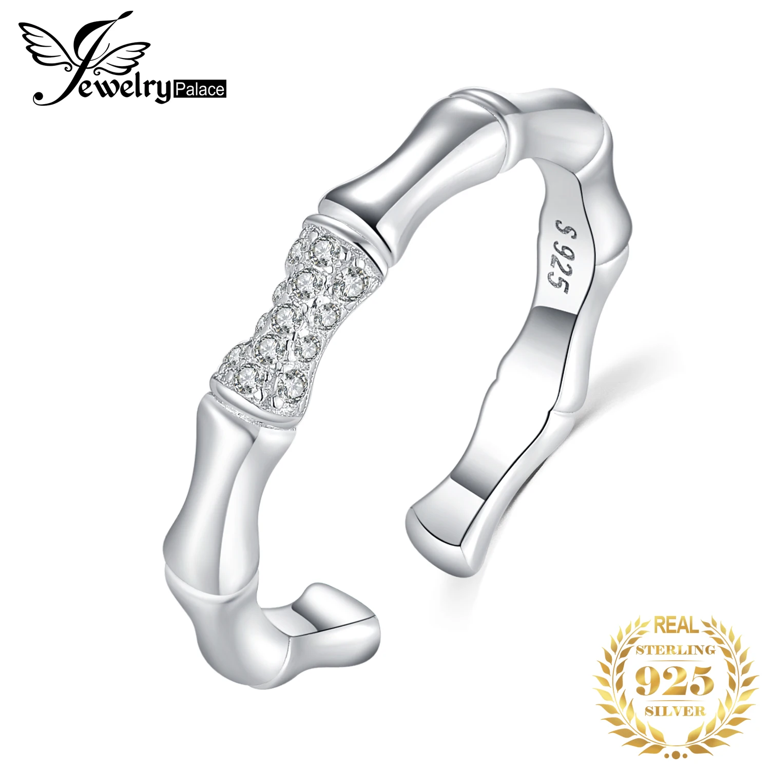 

JewelryPalace Cubic Zirconia Bone Joint Adjustable Open Ring 925 Sterling Silver Rings for Women Jewelry Making Fashion Gifts