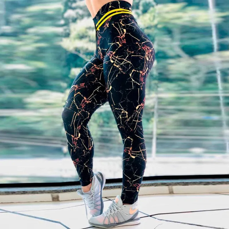 Marble Style Sport Leggings Women High Waist Push Up Gym Yoga Pants Fitness Legging Running Trousers Woman Tight Sport Pants