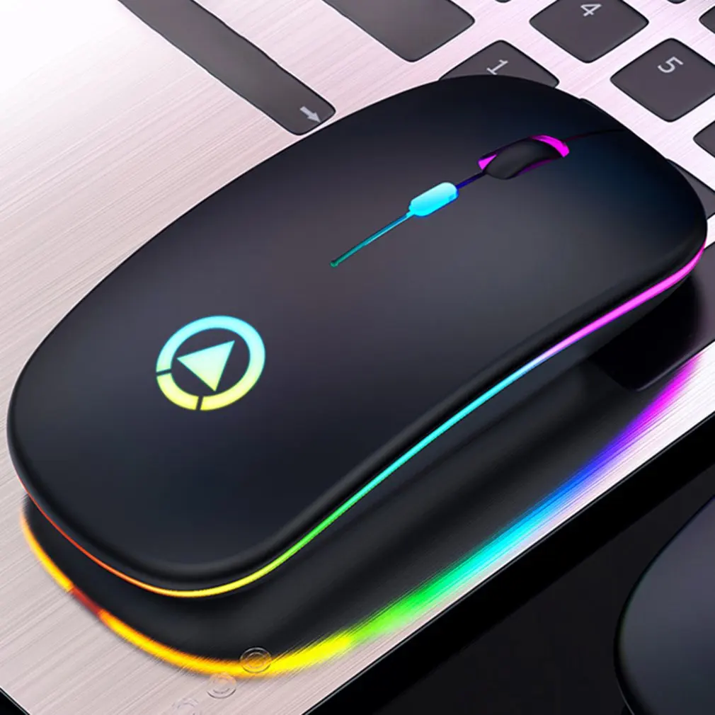 

Ultra-thin LED Colorful Lights Rechargeable Mouse Mini Wireless Mute USB Optical Ergonomic Gaming Mouse Notebook Computer Mouse