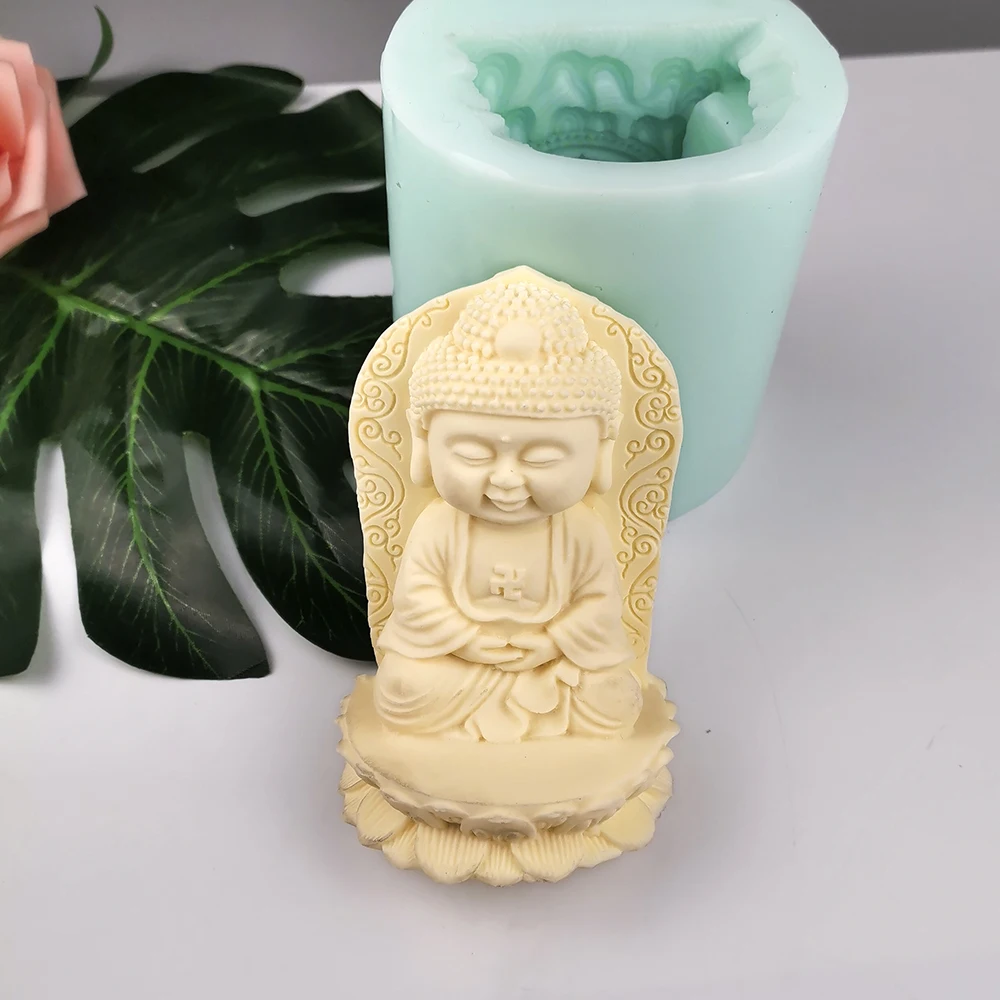 3D Chinese Boeddha Shape Silicone Mold Cake Kaars Zeep Gips Hars Schimmel Diy Aromatherarpy Huishoudelijke Decoratie Ambachtelijke Gereedschappen