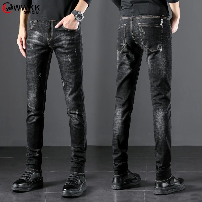 Брендовые мужские облегающие эластичные хлопковые джинсы WWKK 2020 модные деловые