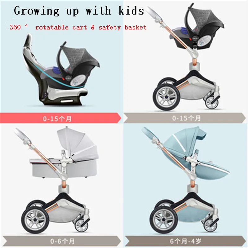 Горячая мама 3 в 1 Высокий вид кожаная детская коляска с ручкой корзина|Легкая