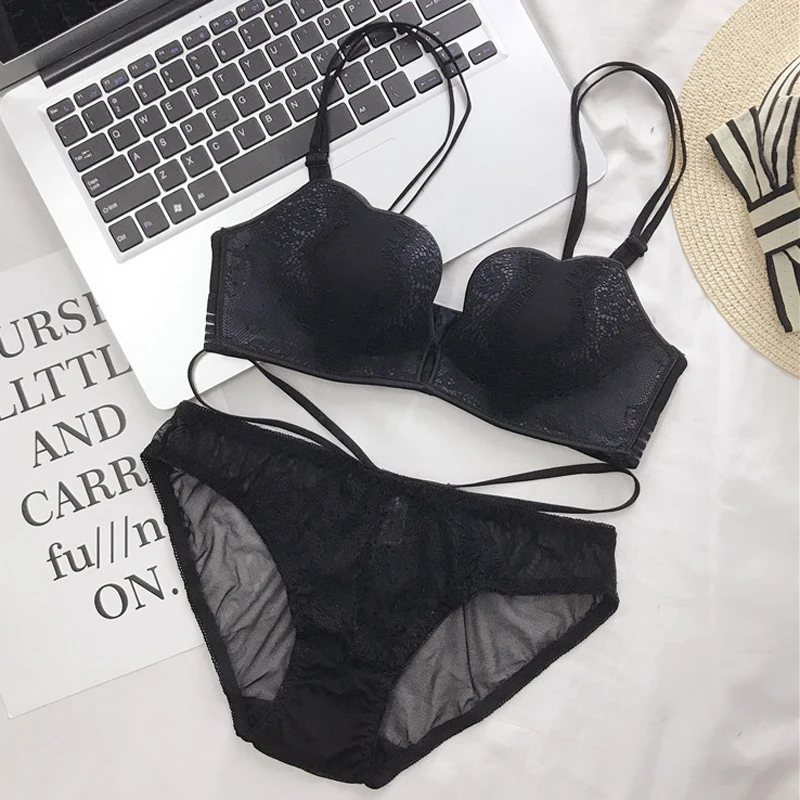 

Roseheart Women Fashion Sexy Lingerie Set Lace Bra Cotton Panties Push Up Wireless Bra Sets Underwear A B Luxury Seducive