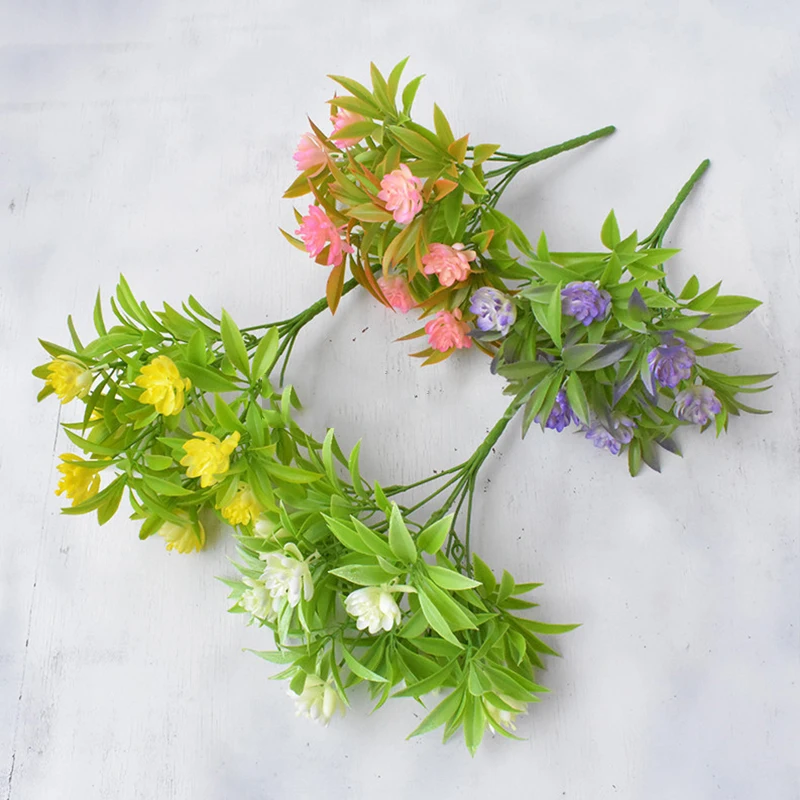 Искусственные цветы Пластиковые Зеленые растения кусты Цветочные букеты