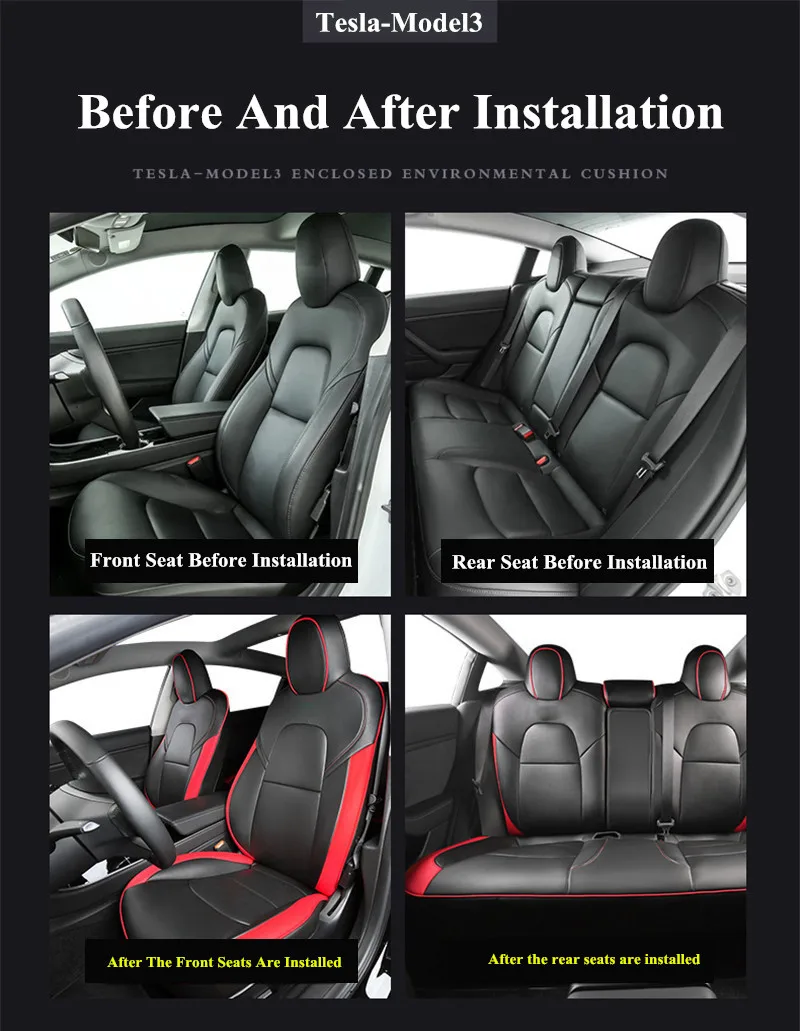 

Car Seat Cover For TESLA MODEL3 Wear-Resistant Four Seasons Universal Auto Accessories Interior Leather Material Car Styling