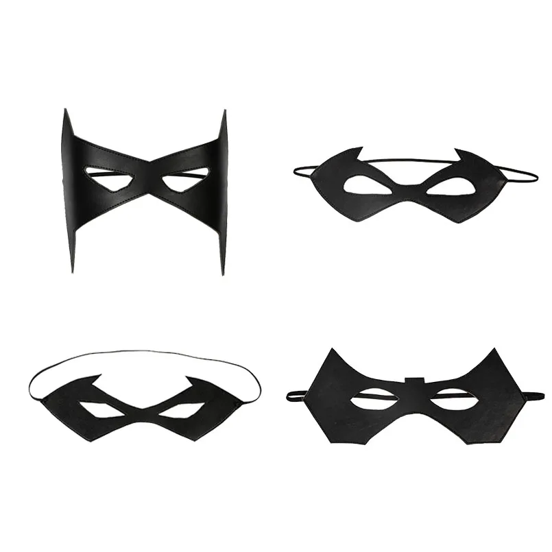 

Adult Bat Superhero Cosplay Dick Grayson Costume Halloween Masquerade Eye Mask Black Faux Leather Accessories