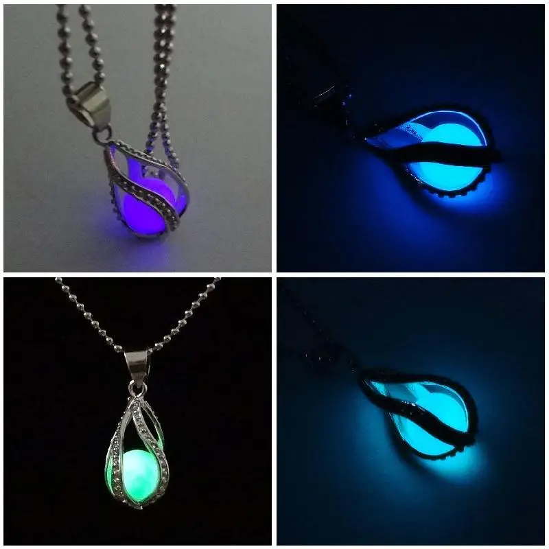 Новое модное ожерелье в форме капли светится темноте романтическая подвеска