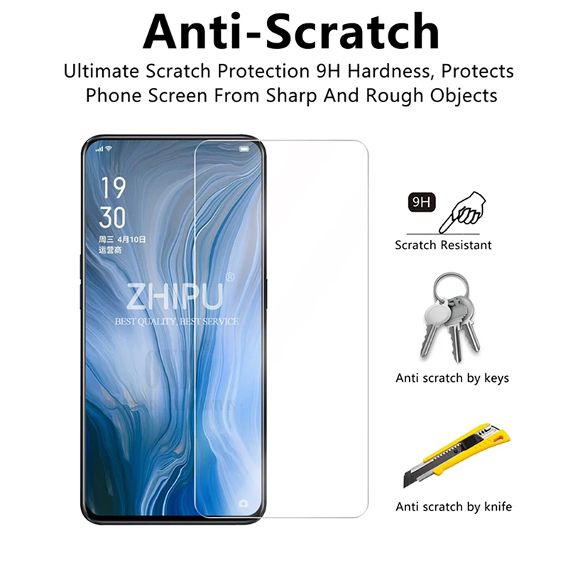 3-в-1 чехол + камера закаленное стекло для Oppo Reno 10x zoom Защита экрана CPH1919 полное