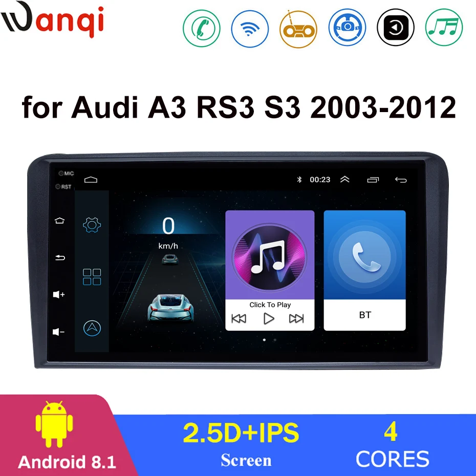 Для Audi A3 RS3 S3 2003-2012 автомобильный Радио Мультимедиа Видео плеер навигация gps Android 8,1 SWC BT wifi седан без dvd