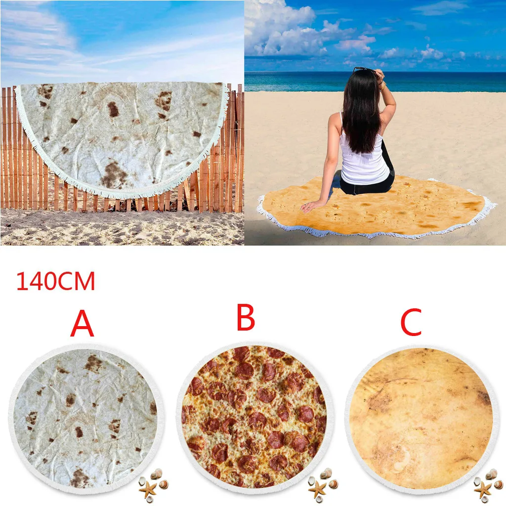 Ouneed пляжное полотенце с принтом печенья пиццы круглые пляжные полотенца