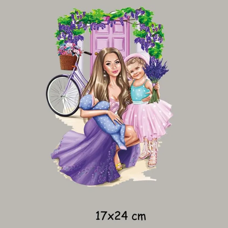 

17x24cm New Flower Super Mom Baby Iron On Patches For DIY Heat Transfer Clothes T-Shirt Thermal Stickers Decoration Printing