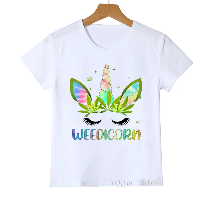 

weed weedicorn unicorn t shirt girls boys graphic tees shirt femme kids clothes t-shirt girls boys harajuku kawaii summer tops