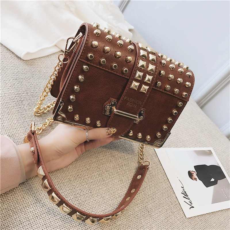 Роскошные женские сумки с заклепками вместительный кошелек высококачественные