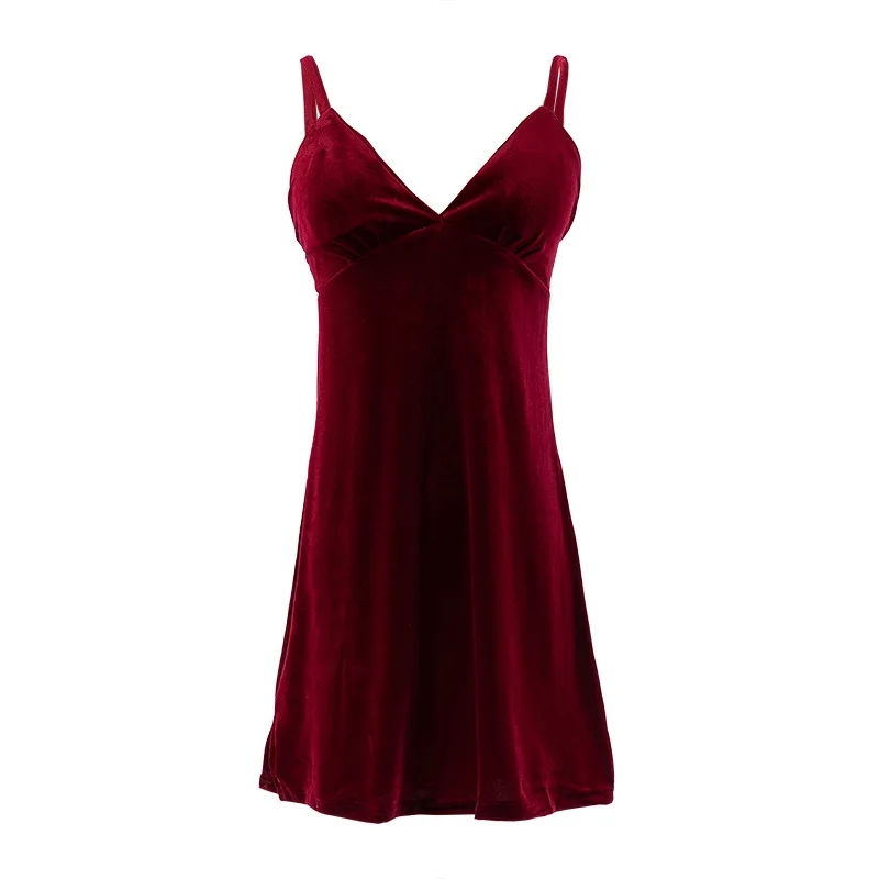 

Spaghetti Strap Nightgown Women Velour Sleepwear Nightdress Sexy Nightwear Backless Wedding Bathrobe V-neck Intimate Lingerie