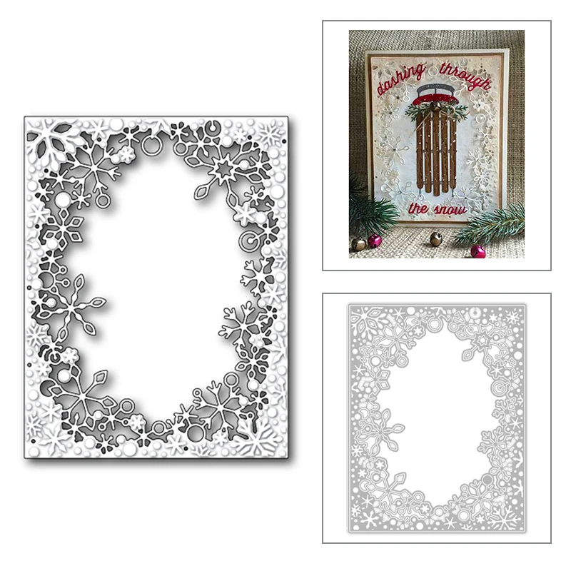 

2020 New Rectangle Frame Metal Cutting Dies For Cut Paper Craft Making Christmas Snowflake Background Card Scrapbooking No Stamp