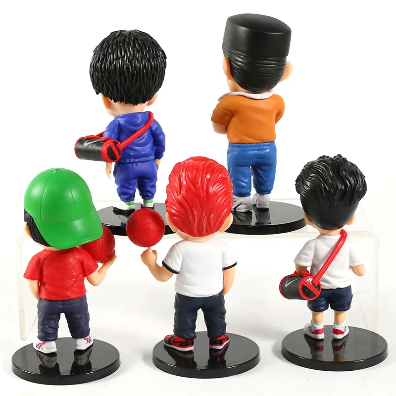 

5pcs/set Slam Dunk Hanamichi Sakuragi Rukawa Kaede Mitsui Hisashi Miyagi Ryota Akagi Takenori Q Version PVC Figures Toys 11cm