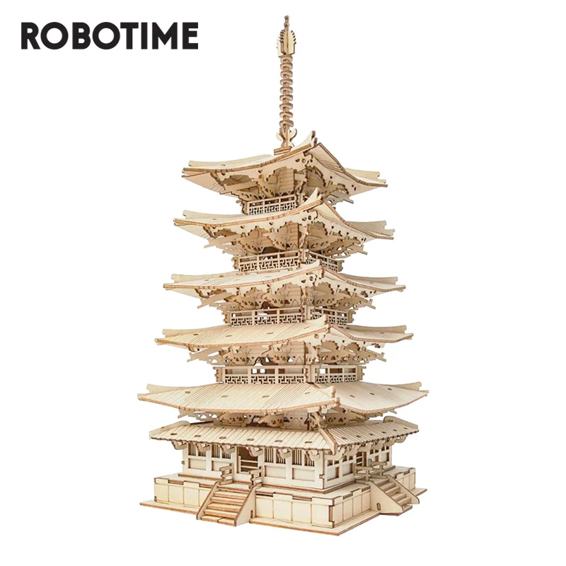 Robotime пятиэтажная пагода 3D деревянная головоломка игрушки для детей подарок на