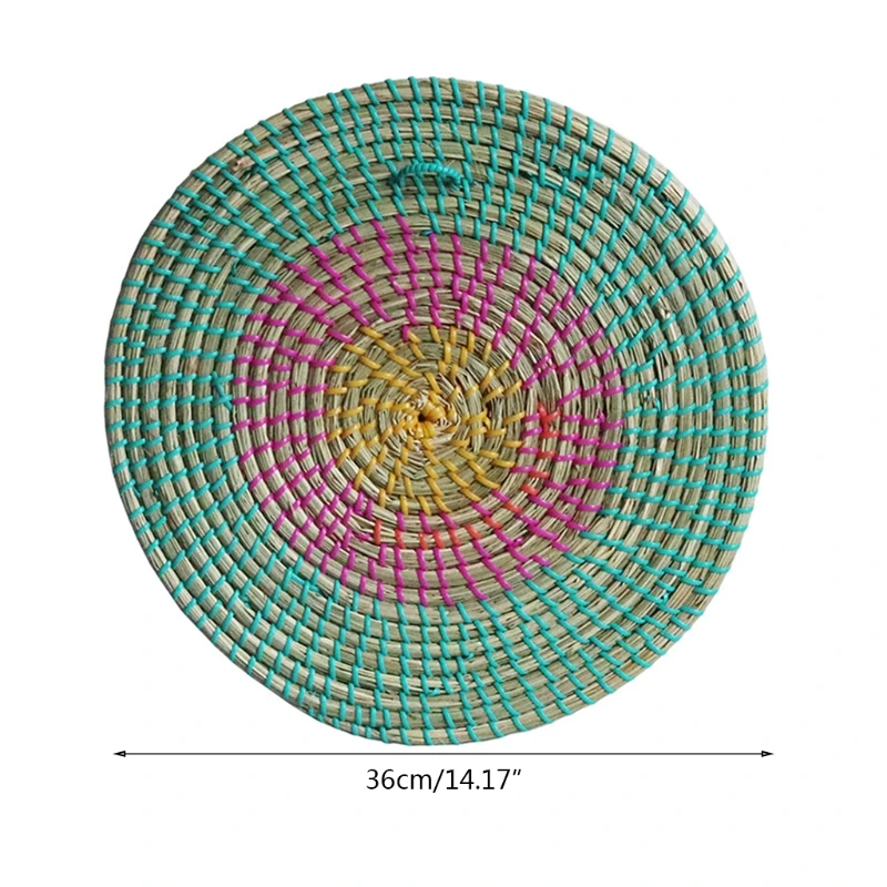 

T3EC Boho Woven Wall Basket Decor Seagrass Decorative Tray Hanging Wicker Bowl Rustic Decoration for Living Room Bedroom Kitchen