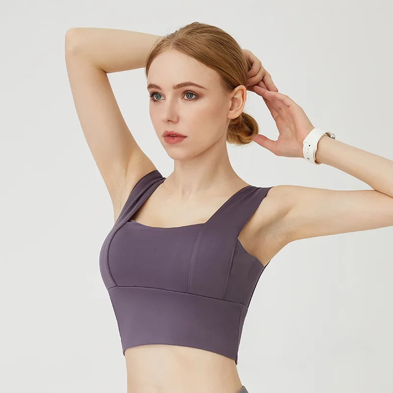 

New Women Solid Cross-back Yoga Sports Bras Running Shock-proof Quick-drying Fitness Vest Female Workout Bra Anti-sweat WX12