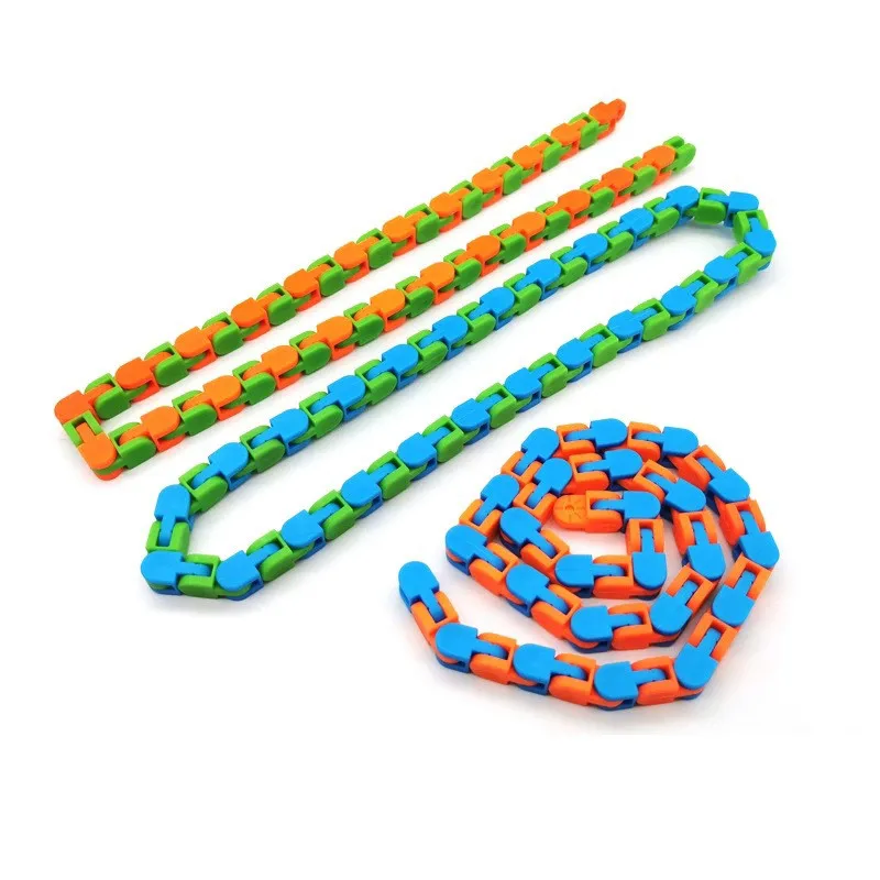 

Hot Colorful Fidget Chain Sensory Fidget Toys Stress Relief Rotate Shape 48 Bit Fidget Spinner Bracelet Snake Puzzle Toys