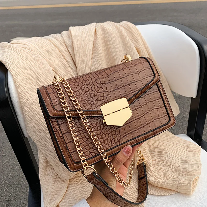 Сумки через плечо с крокодиловым узором для женщин 2020 маленькая сумка цепочкой