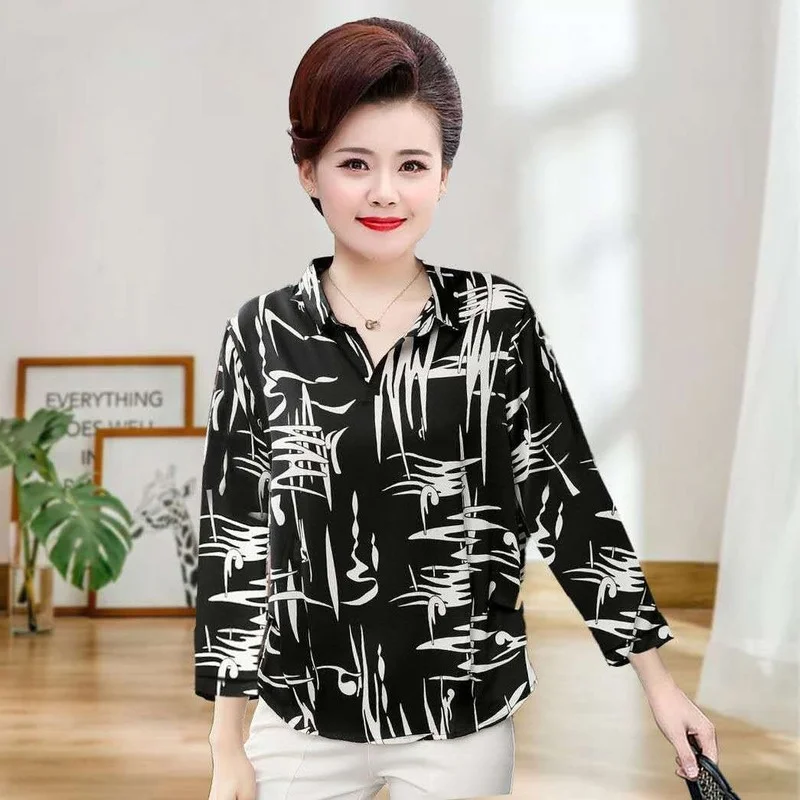 

Women Clothes 2021 Spring Autumn Chiffon Womens Blouses Shirts Lady Floral Printed Long Sleeve Turn-down Collar Blusas Tops X120