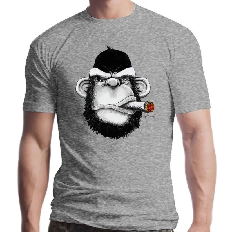 

New 2021 Arrivals Men T-Shirt Fashion Cigar Monkey Printed t Shirt Cotton O-Neck Tops Funny Animal Tee