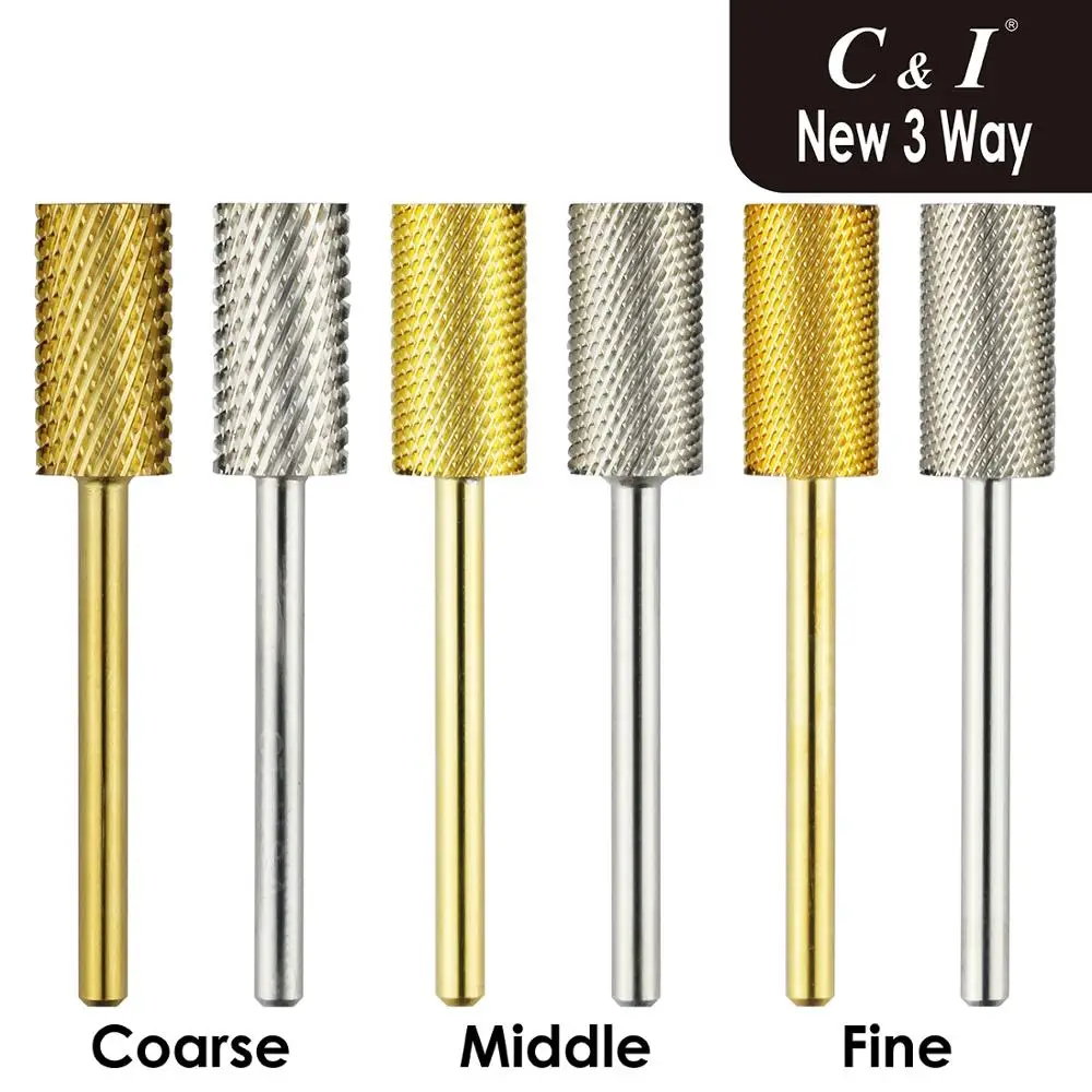 New 3 Way Large Barrel Nail Drill Bit - Carbide for Electric Manicure Machine | Красота и здоровье