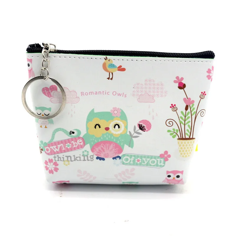 Новинка милые кошельки из искусственной кожи с рисунком совы на молнии нулевой