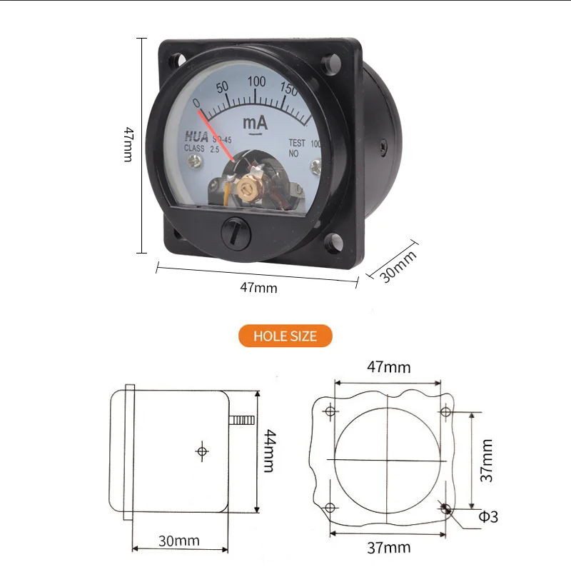 Мазь Хуа так 45 DC mA амперметр со стрелкой Аналоговый Круглый морской Пластик