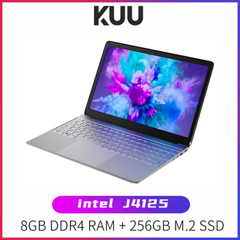KUU A8S PRO 15.6 inch Laptop 8GB DDR4 RAM 256GB SSD Notebook intel J4125 Quad Core With 200W Webcam Bluetooth WiFi