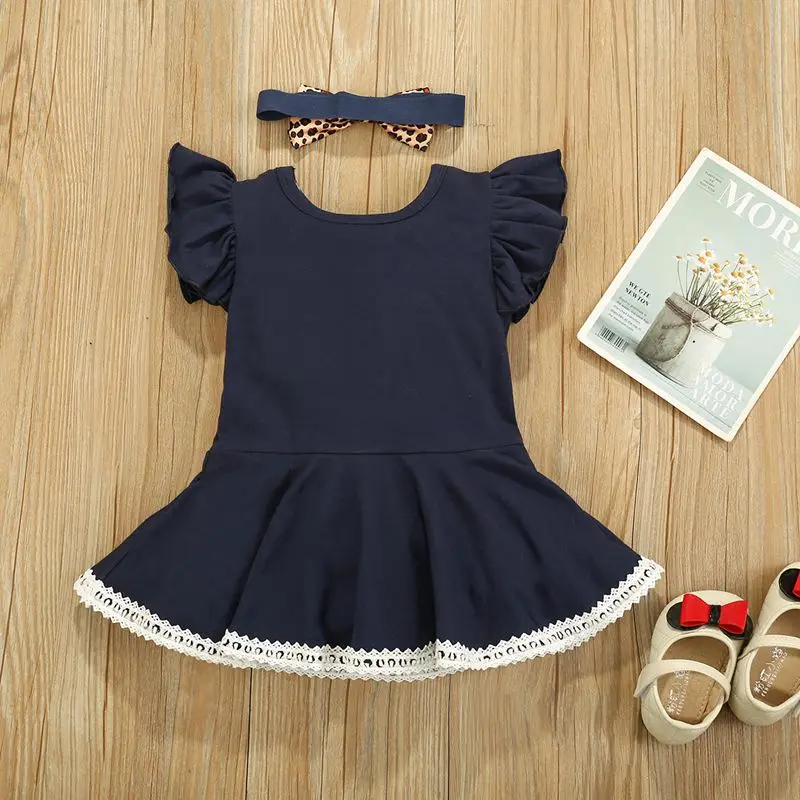 

New 2021 Valentine's Day Newborn Toddler Infant Baby Girls Dress Ruffles Leopard Heart Dress+Headband Baby Summer Dress 0-12M