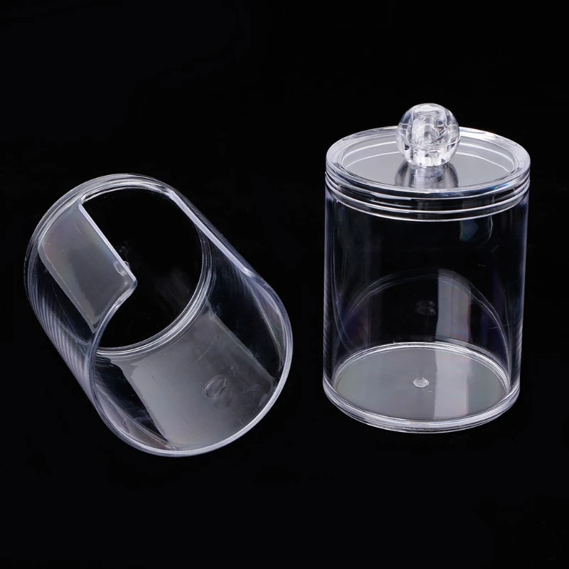 

Transparent Round Container Storage Case Makeup Cotton Pad Box Nail Paper Wipe 67JB