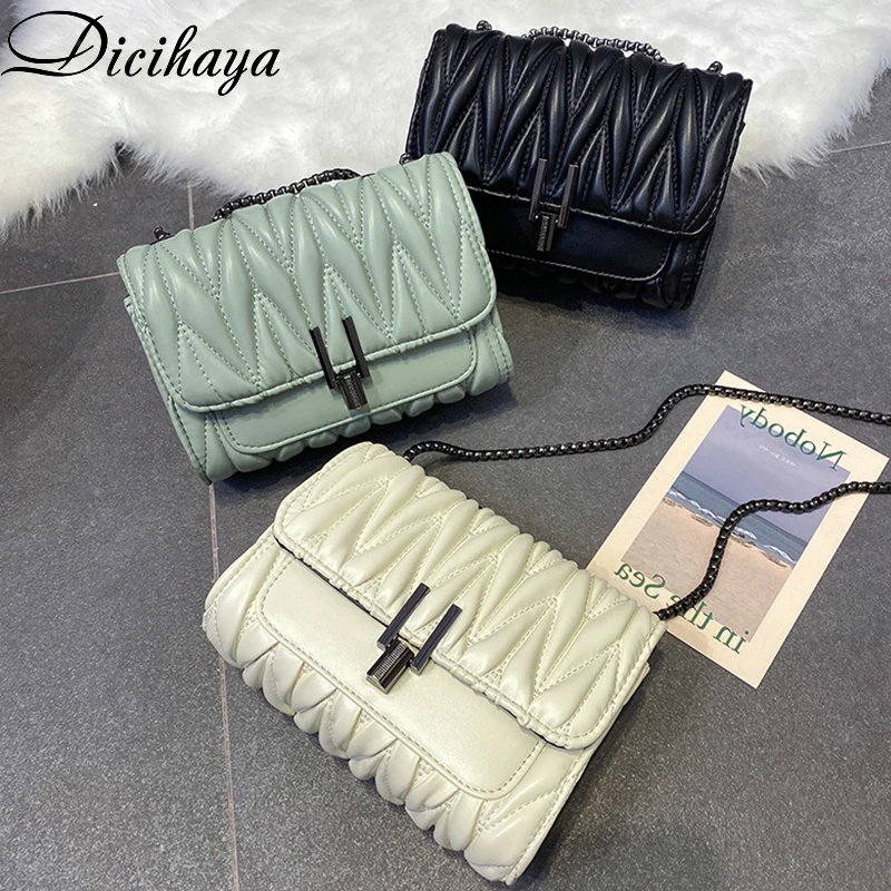 

DICIHAYA Women Pu Bags 2020 New High-quality One-shoulder Chain Crossbody Messenger Bag Female Popular Diamond Small Square Bag