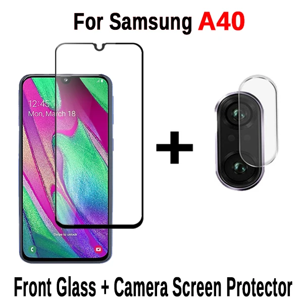 For Samsung A40 Для samsung Galaxy A50 A40 A70 A30 A20 A10 защита экрана и камеры закаленное стекло для samsung A 50 70 40 Защитная стеклянная пленка - Цвет: For Samsung A40