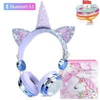 wireless headphones for children kids girls unicorn fone bluetooth gaming headset with mic for cell phones pc xmas gifts helmets